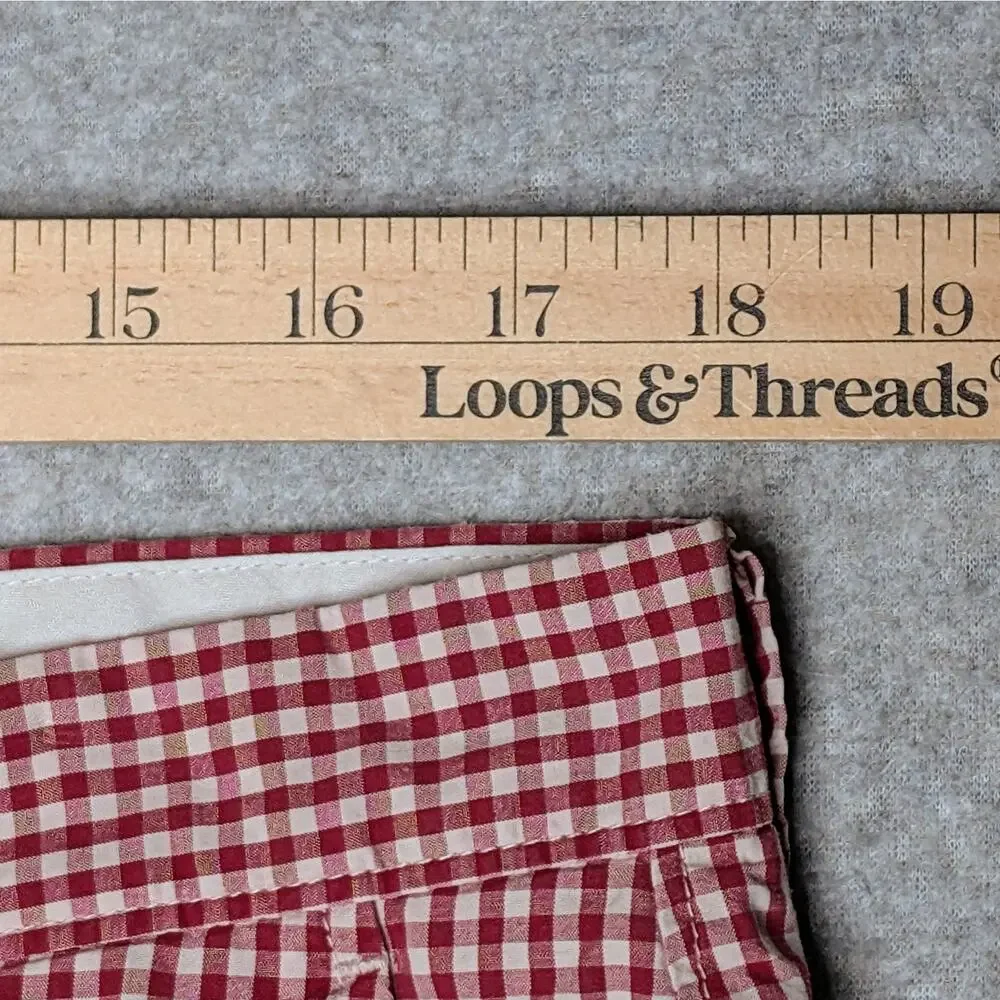 J.Crew Men's Gingham Shorts Cotton Red White Check Flat Front Preppy Size 36